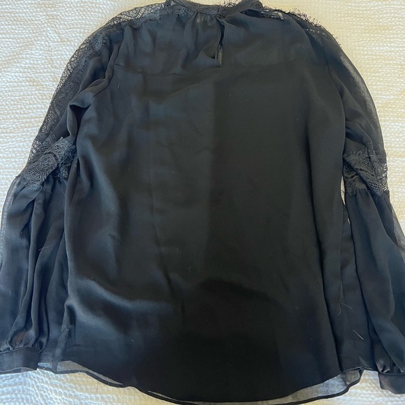WHBM Black Sheer Lace Top - S - Picture 8 of 10